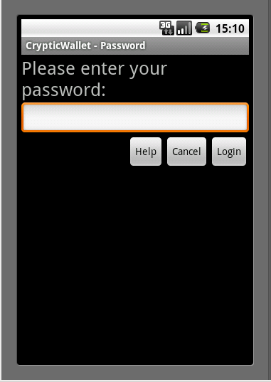 CripticWallet - Enter your password.